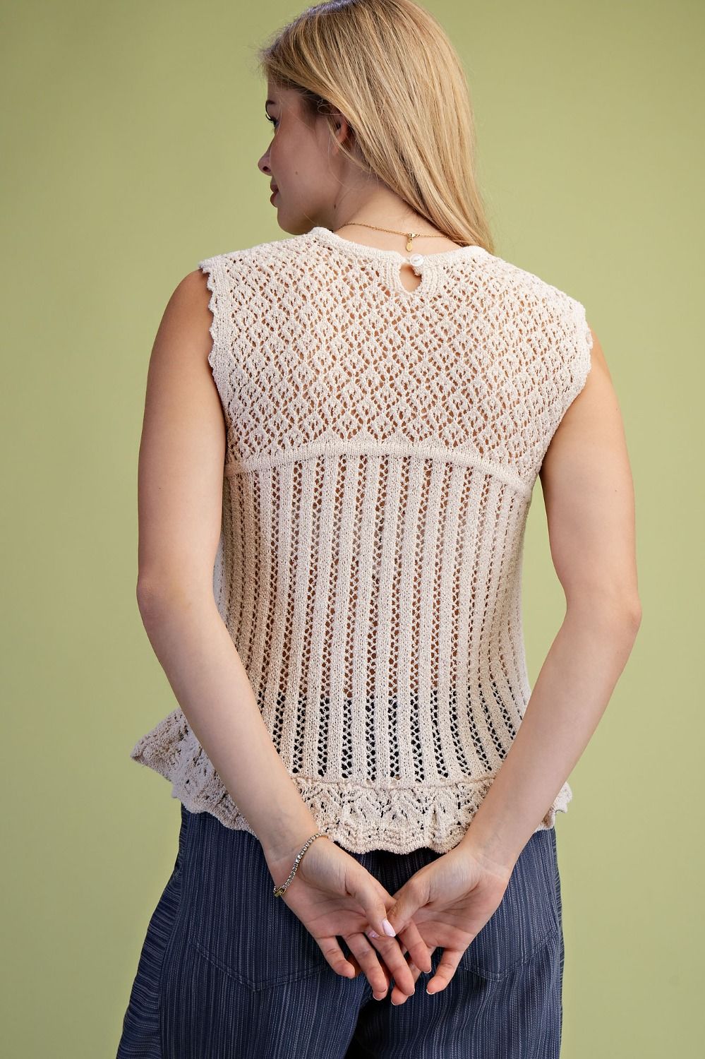 Sleeveless Crochet Knit Top | Natural – Southern Routes