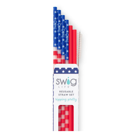 Stars & Stripes | Reusable Tall Straw Set | Swig