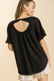 Linen Back Cutout Top | Black