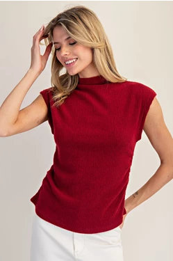 Ruched Cap Sleeve Top | Wine