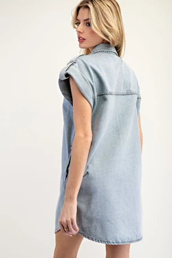 Denim Button Down Dress | Light Wash