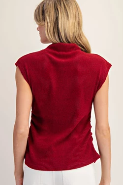 Ruched Cap Sleeve Top | Wine