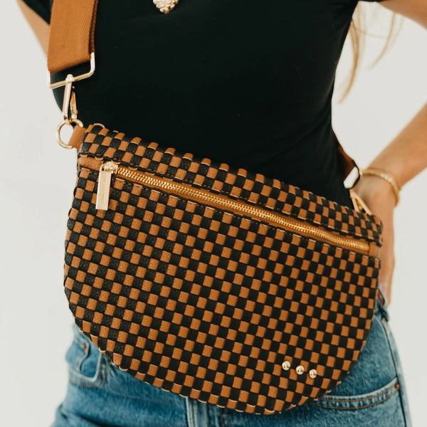 Westlyn Woven Bum Bag | Checkered Coffee