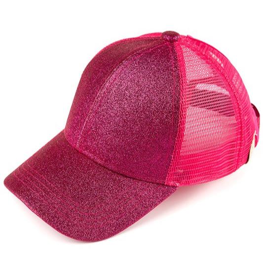 C.C Glitter High Pony Cap | Hot Pink