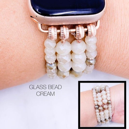 Beaded Watch Band | Cream+Rose Gold | Various Sizes