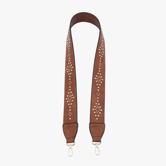 Studded Leather Guitar Strap | Brown