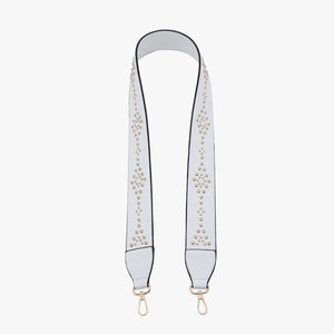Studded Leather Guitar Strap | White