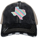 Texas Rainbow Stripe Embroidered Cap | Black