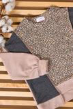 Kids Leopard+Taupe Pullover Sweater