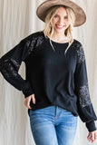 Sequin Contrast Top | Black