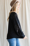 Sequin Contrast Top | Black