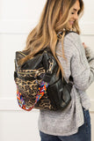 Vegan Leather Backpack | Black+Leopard