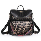 Vegan Leather Backpack | Black+Leopard