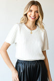 Cable Kint Sweater Top | Ivory