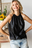 Faux Leather Halter Top | Black