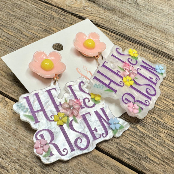 He Is Risen Acrylic Earrings | Pastel