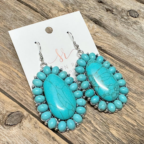 Stone Squash Blossom Earrings | Turquoise+Silver