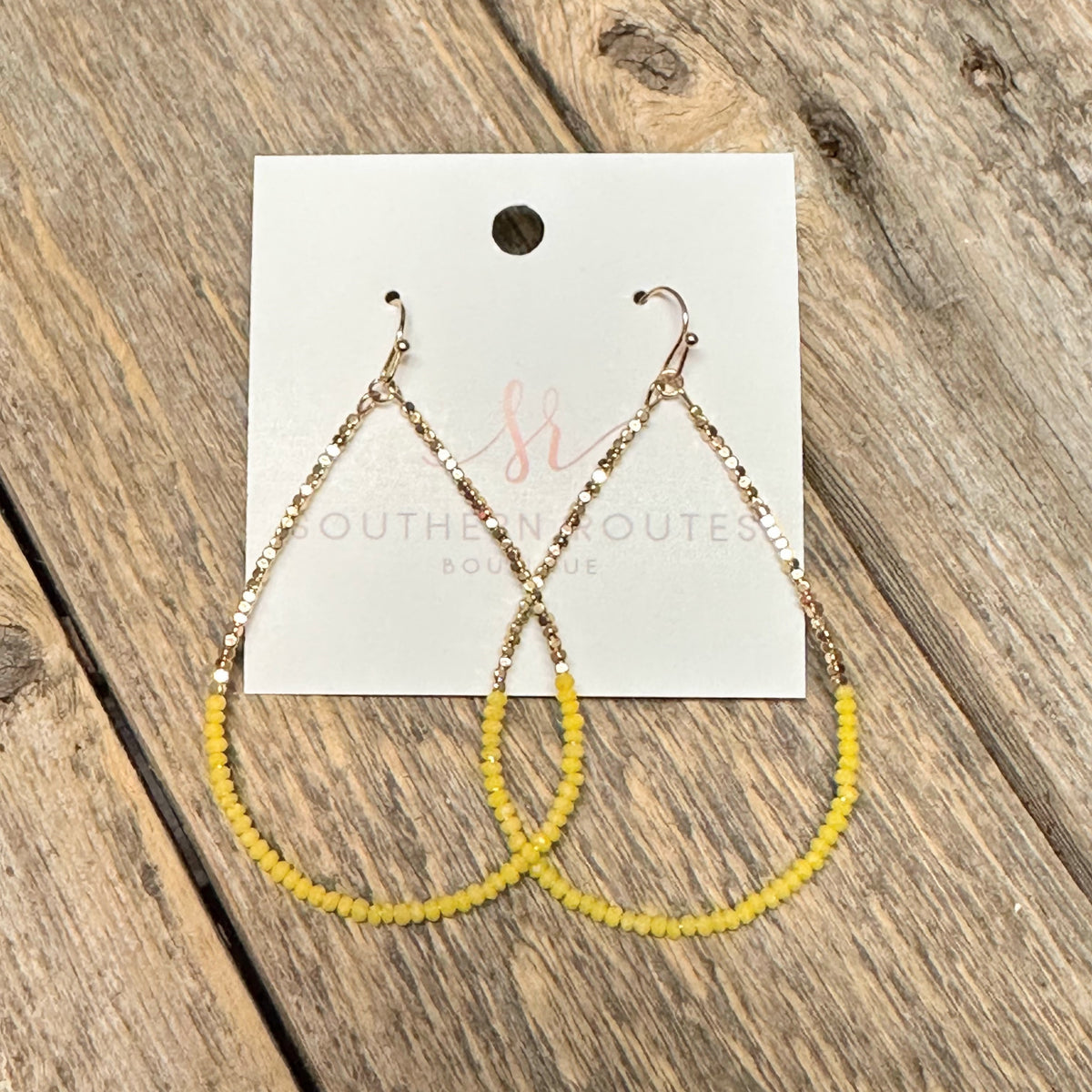 Beaded Golden Nugget Teardrop Earrings | Yellow