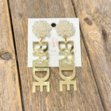 Gold Acrylic+Seed Bead Bride Earrings