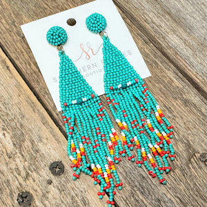 Party Hat Seed Bead Earrings | Turquoise