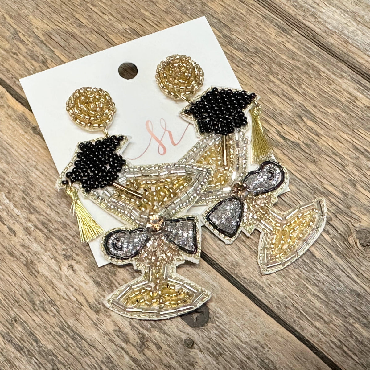 Cheers Graduate Seed Bead Earrings