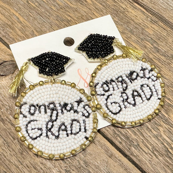 Congrats Grad Seed Bead Earrings
