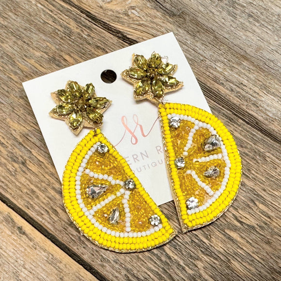 Lemon Seed Bead Earrings