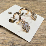 Crystal Cougar Paw Huggie Drop Earrings | Gold