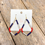Red+White+Blue Beaded Earrings