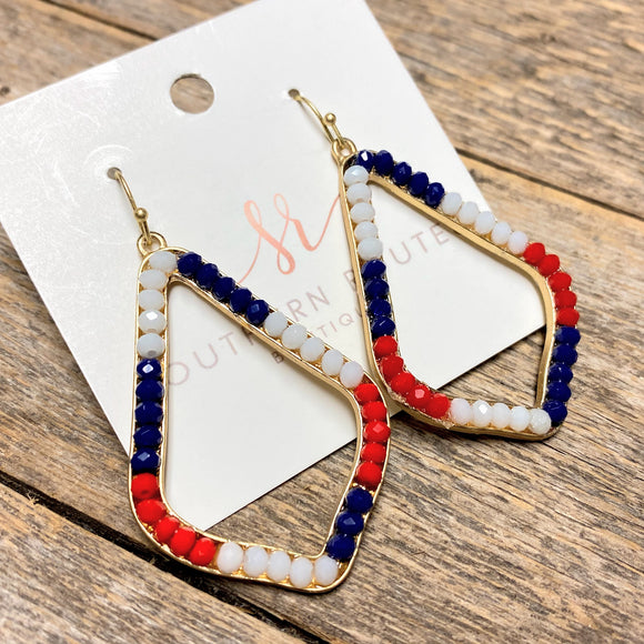 Red+White+Blue Beaded Earrings
