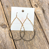 Beaded Golden Nugget Teardrop Earrings | Grey