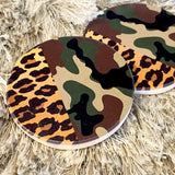 Car Coasters | Camo+Leopard