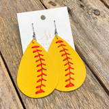 Stitched Softball Earrings | Teardrop