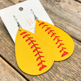 Stitched Softball Earrings | Teardrop