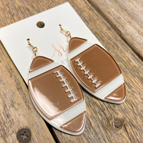 Acrylic Football Earrings | Brown