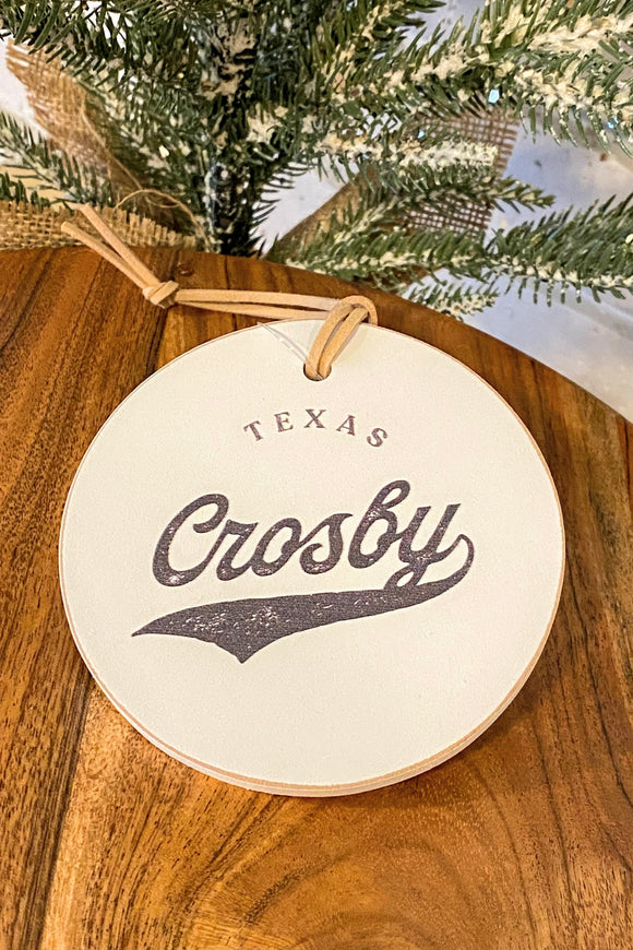 Crosby Texas Retro Wood Ornament