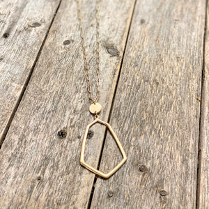 Long Geometric Necklace | Matte Gold