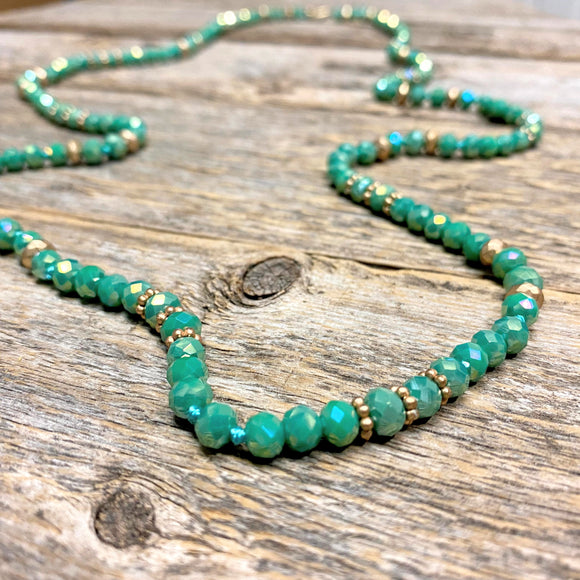 Long Beaded Necklace | Turquoise Green