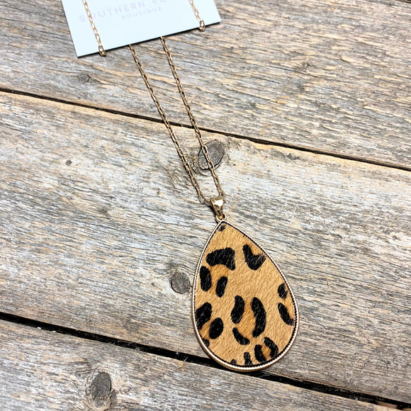 Long Necklace | Leopard Teardrop
