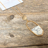White Marble+Gold Necklace | Long