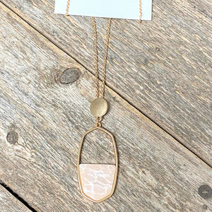 Blush Marble+Gold Necklace | Long
