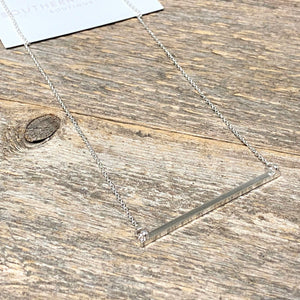Long Simple Silver Bar Necklace