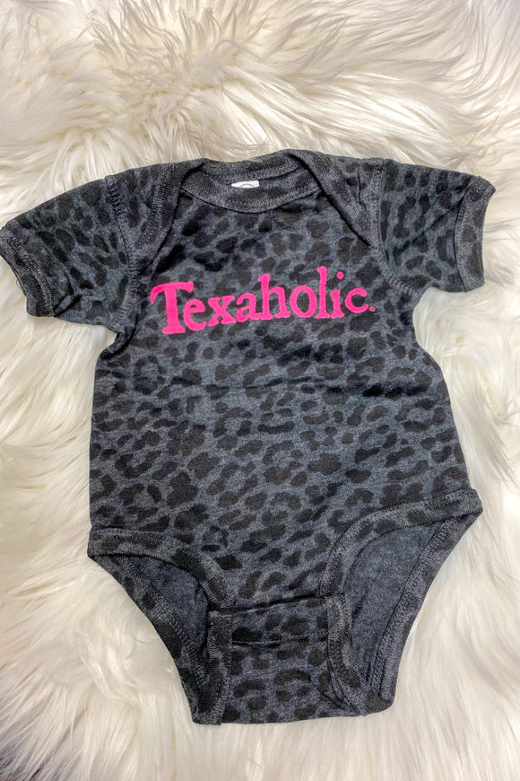 Texaholic Baby Onesie | Black Leopard+Hot Pink