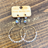 AB Crystal+Beaded Hoop Earrings | Pink Panache