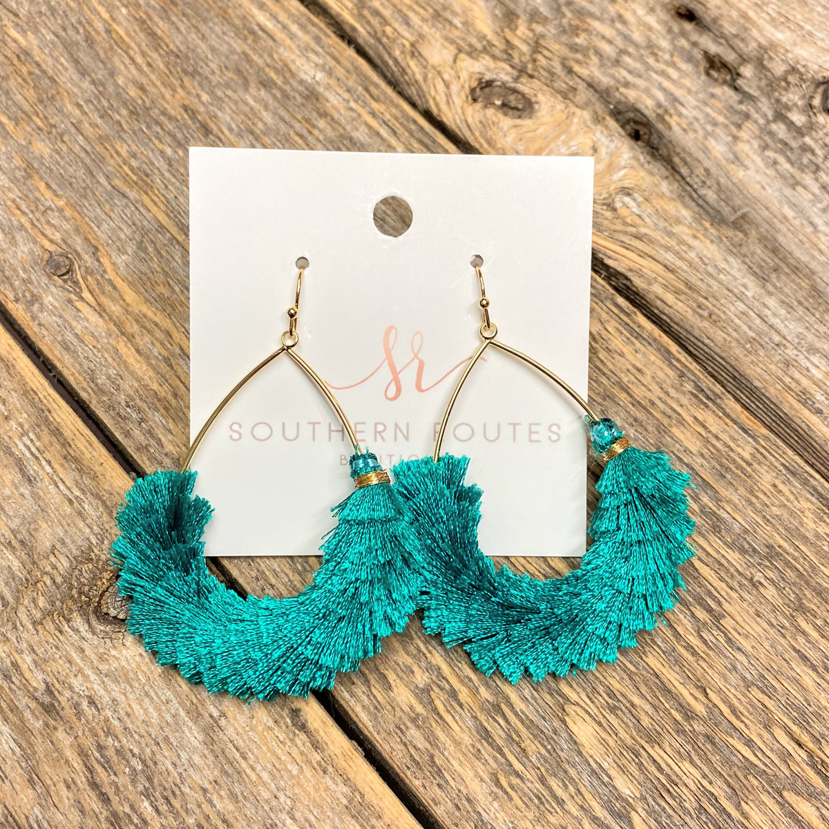 Pom Fan Teardrop Earrings | Green