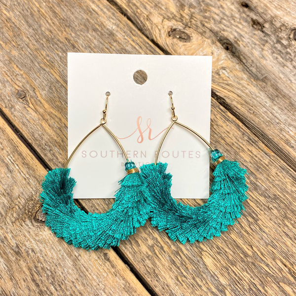 Pom Fan Teardrop Earrings | Green