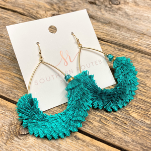 Pom Fan Teardrop Earrings | Green