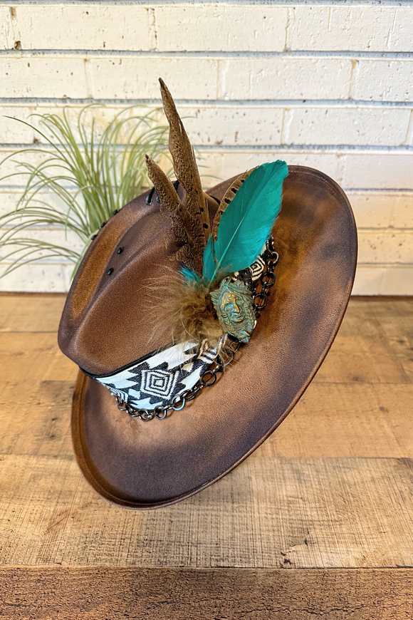 One-Of-A-Kind Hand Distressed Western Hat | Native