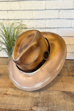 One-Of-A-Kind Hand Distressed Western Hat | Designer Gold