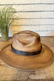 One-Of-A-Kind Hand Distressed Western Hat | Designer Gold